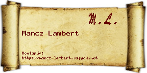 Mancz Lambert névjegykártya